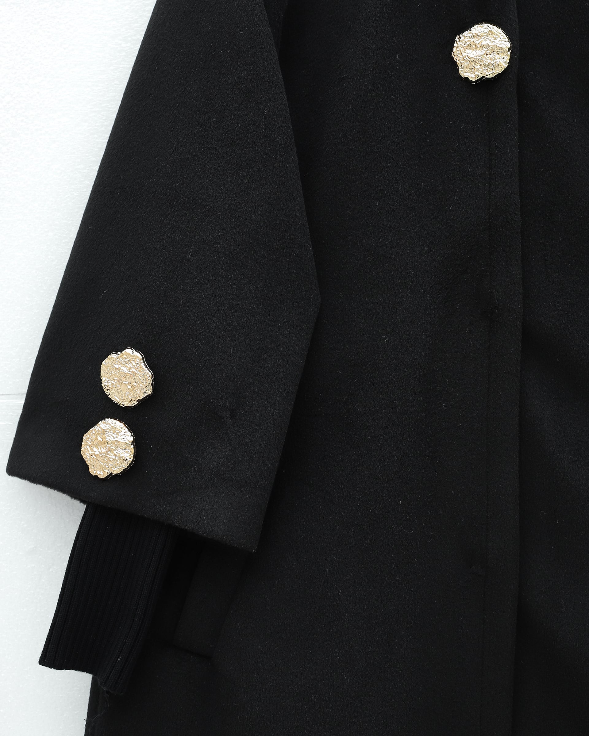 Black Coat with Gold Brooch Detail and Hidden Snap Buttons - Podyumplus - by Peralane - photo 4