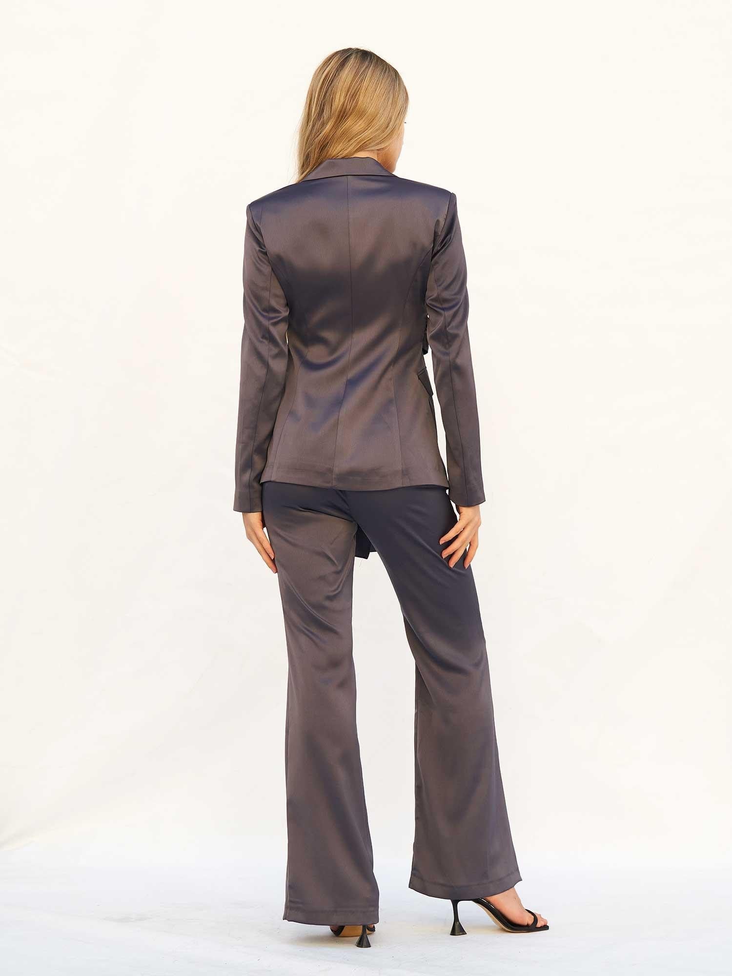 Self-Tie Satin Jacket and Wide-Leg Trousers Set - Lefon - by Peralane - photo 3