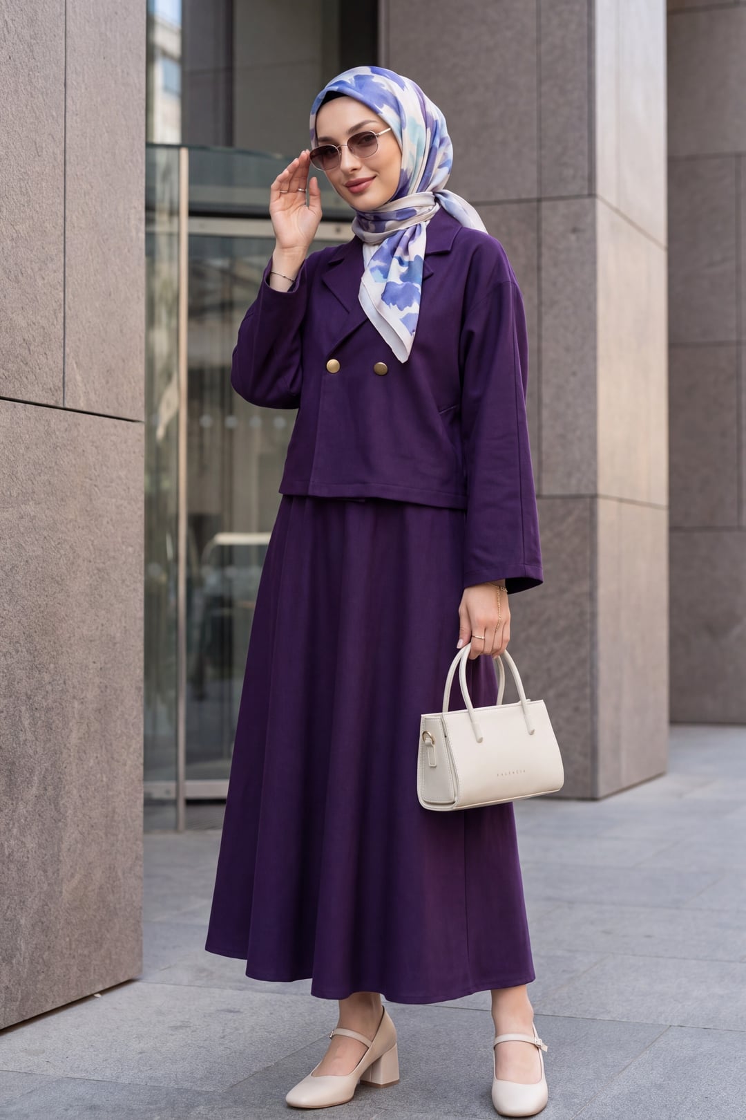Single Button Felt Skirt Suit - Purple - Podyumplus - by Peralane - photo 3