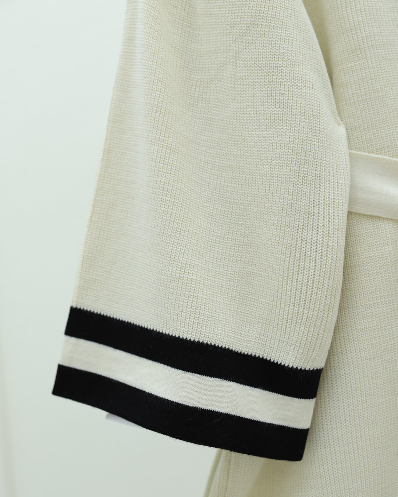 Striped Collar and Cuff Ribbed Knit Cardigan - Black - Podyumplus - by Peralane - photo 5