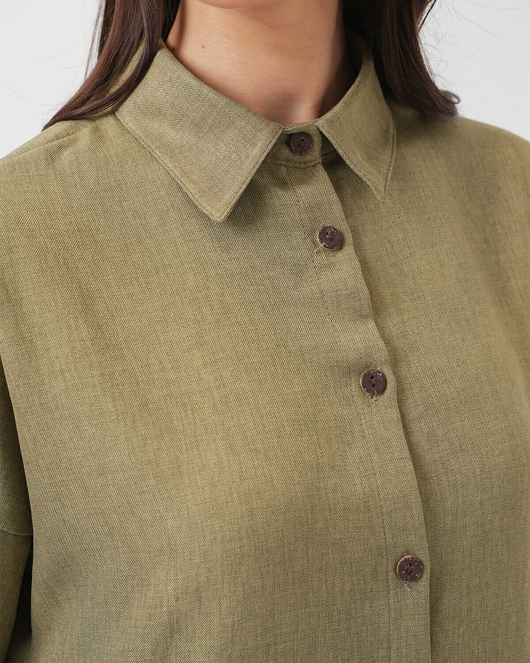 Linen Two-Piece Set – Blouse and Trousers in Olive Green - Bigdart - by Peralane - photo 9