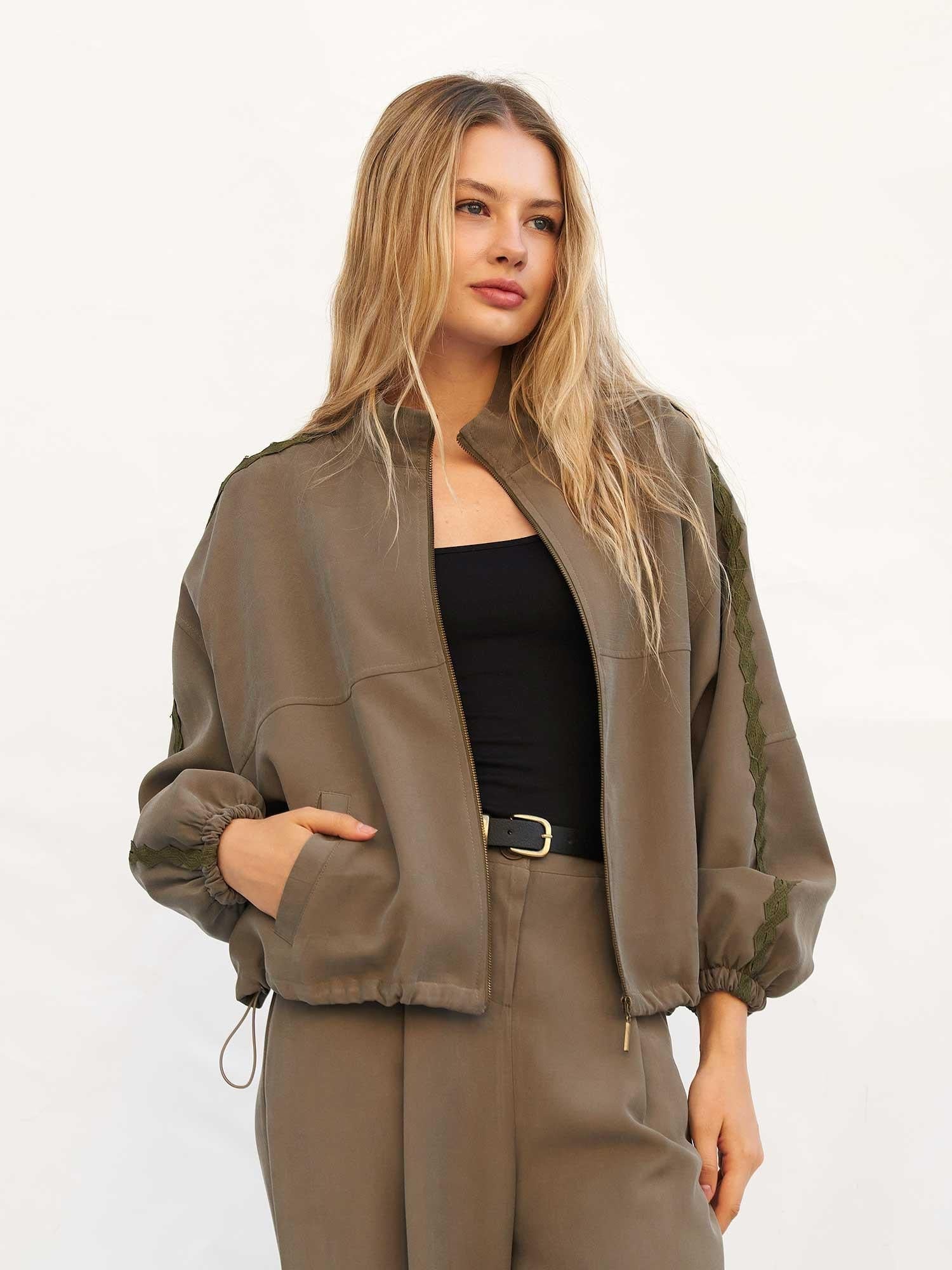 Lace Trim Bomber Jacket for Women - Lefon - by Peralane - photo 2