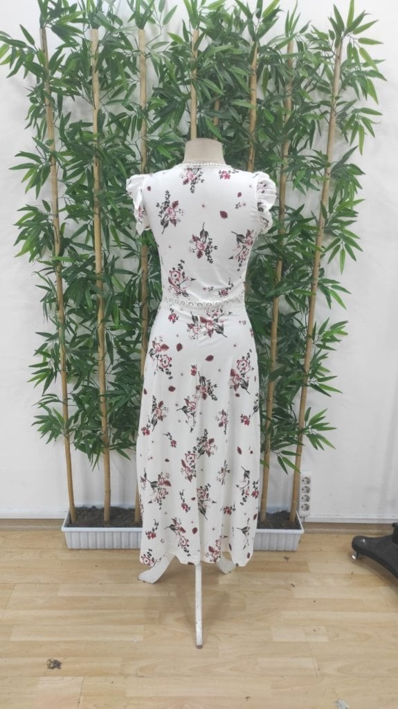 Women's Short Sleeve V-Neck Floral Print Asymmetric Suprem Dress - Janes - by Peralane - photo 9
