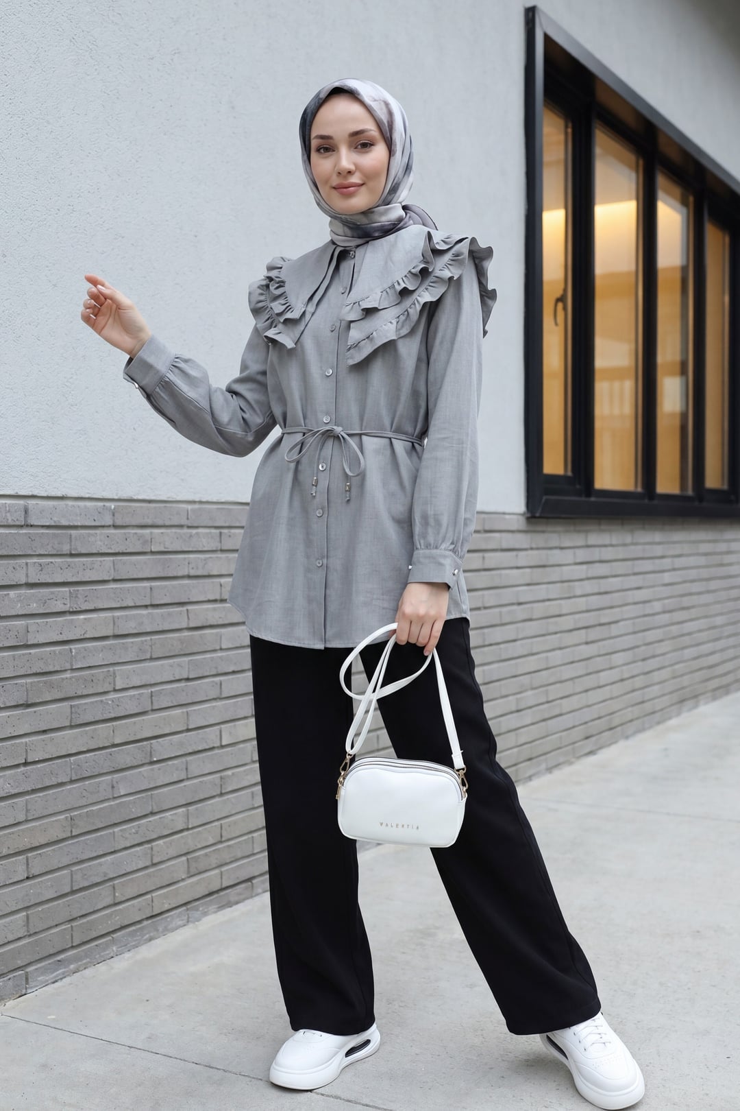 Black Wide-Leg Drawstring Jeans with Pockets - Podyumplus - by Peralane - photo 3