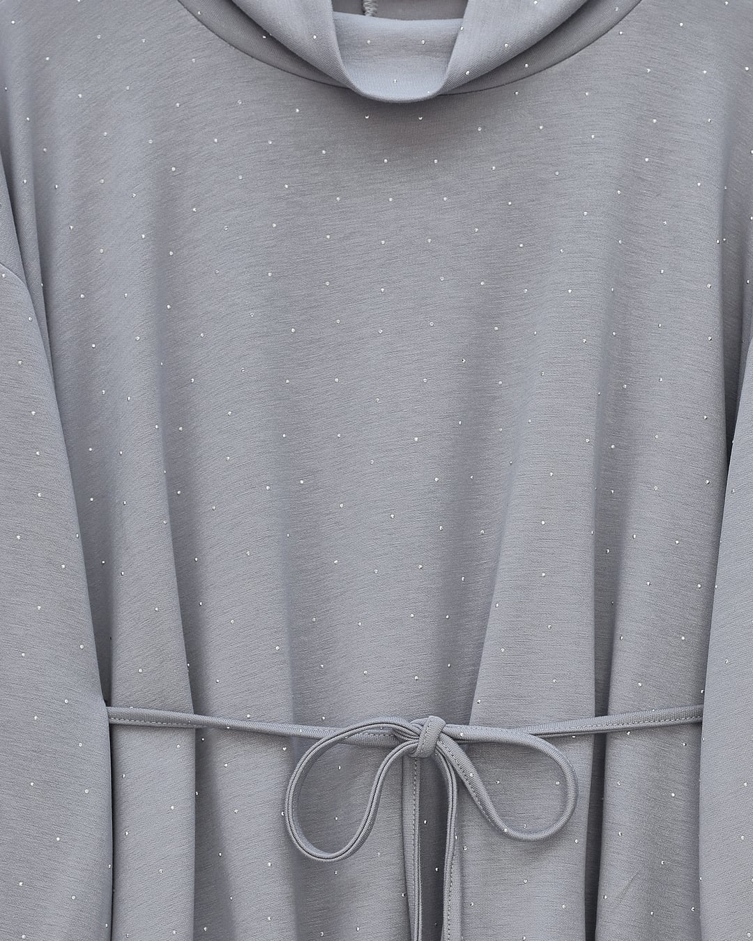 Half-Zip Drawstring Waist Sweatshirt Dress with Elasticated Skirt - Light Grey - Podyumplus - by Peralane - photo 6
