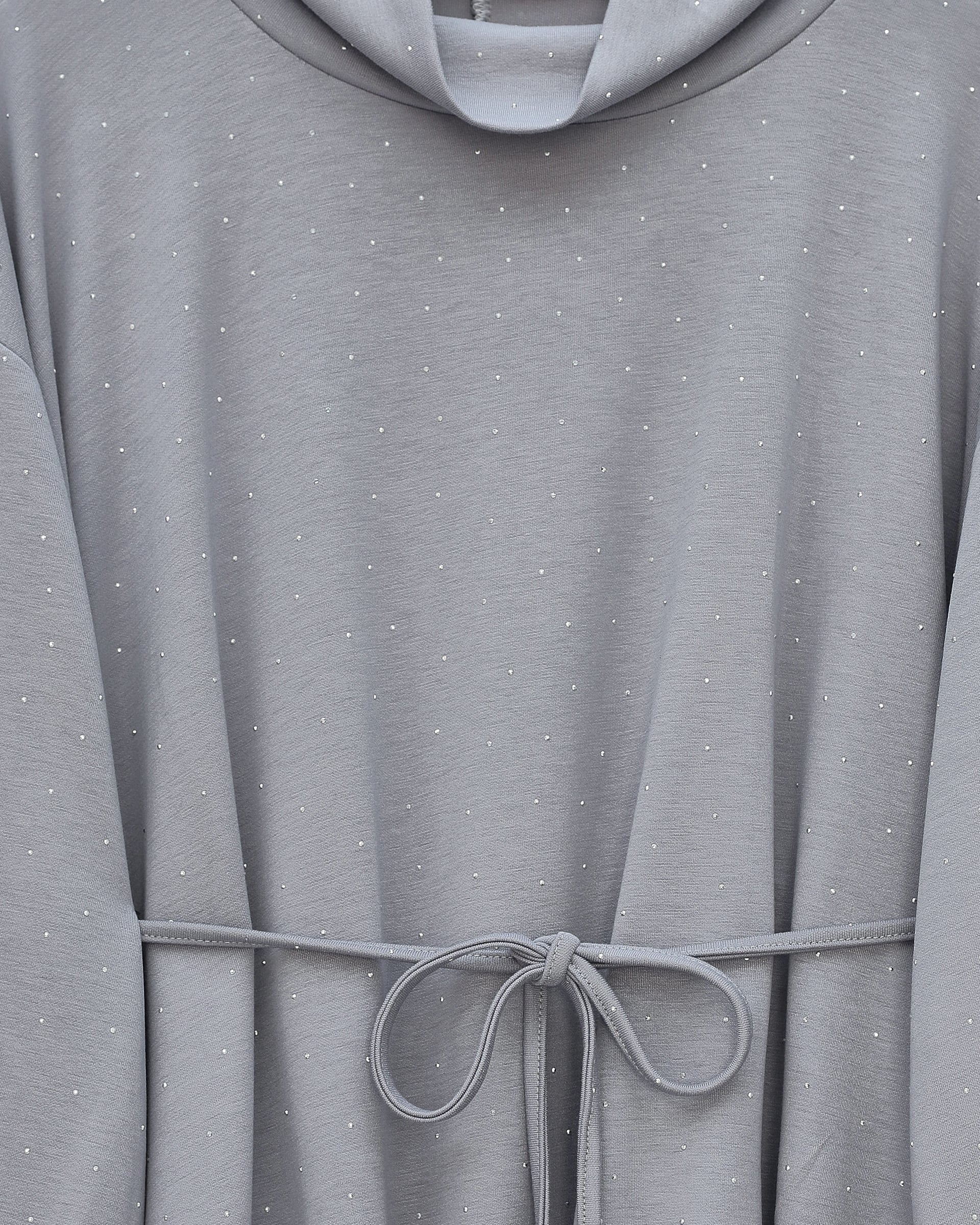Half-Zip Drawstring Waist Sweatshirt Dress with Elasticated Skirt - Light Grey - Podyumplus - by Peralane - photo 6