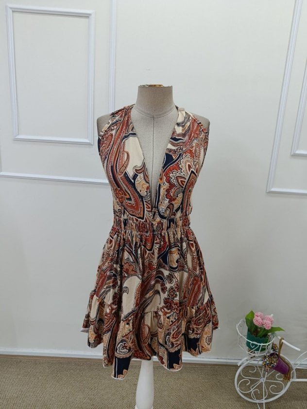 Women's Sleeveless Halter Neck Paisley Print Short Dress - Janes - by Peralane - photo 6
