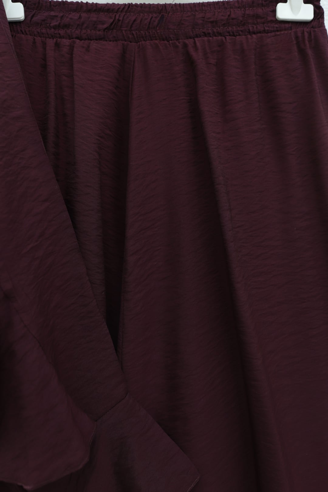 Ruffle Tie Detail Lined Tulle Modal Two-Piece Set - Plum - Podyumplus - by Peralane - photo 6