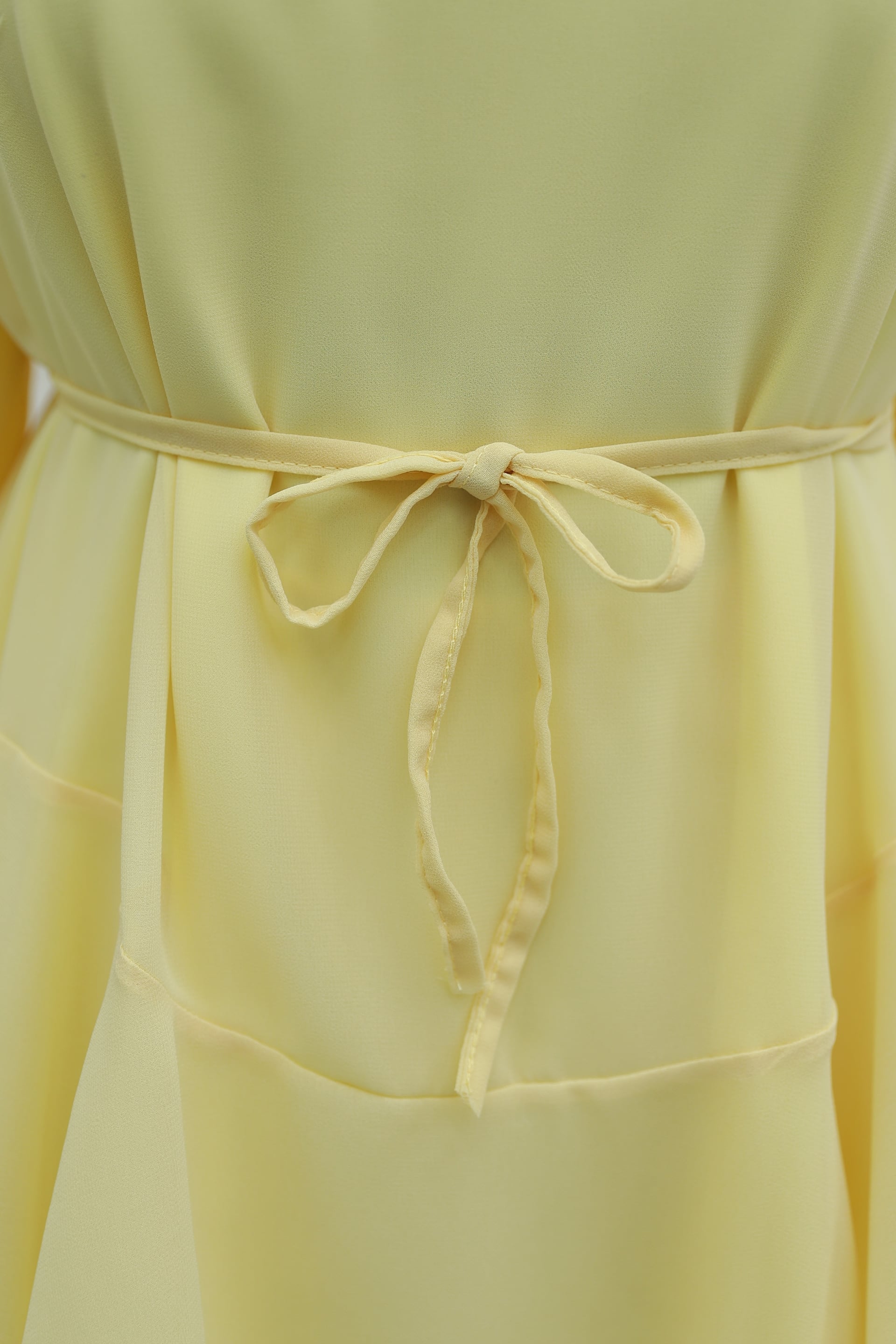 Yellow Chiffon Tunic and Trousers Set with Ruffled Details - Podyumplus - by Peralane - photo 6