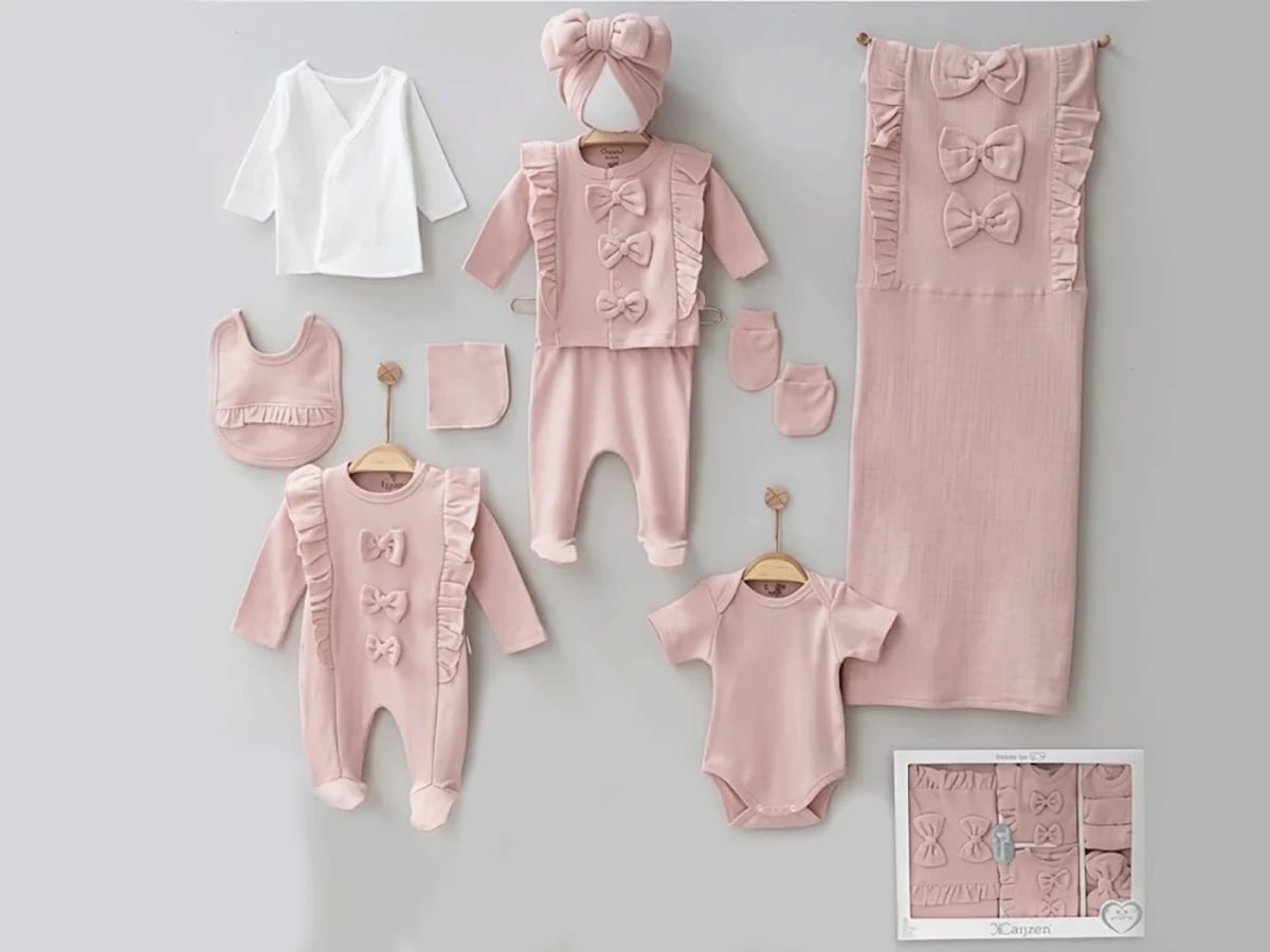 Baby Girl Hospital Exit Set with Bows (0-3 Months) - Cayzen - by Peralane