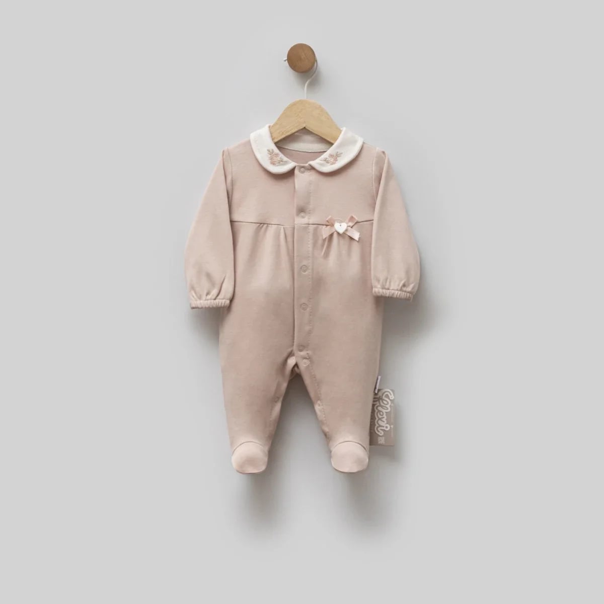 Baby Girls Cotton Romper with Peter Pan Collar - Salmon - Flexi Baby - by Peralane