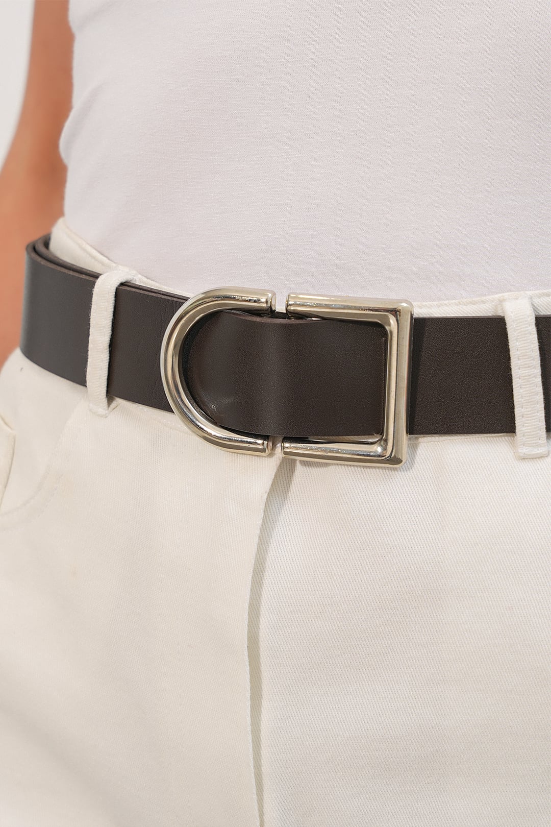 Women's Large Buckle Belt 031 - Brown - Bigdart - by Peralane