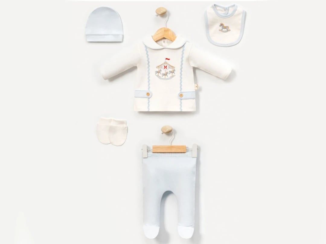 Carousel Embroidered 5-Piece Newborn Baby Boy Set - Cayzen - by Peralane
