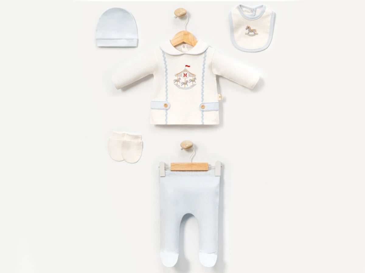 Carousel Embroidered 5-Piece Newborn Baby Boy Set - Cayzen - by Peralane