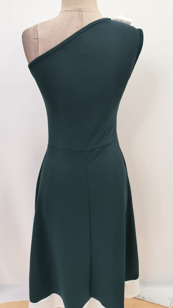 Women's One-Shoulder Midi Dress with Bow Detail in Dark Green - Janes - by Peralane - photo 6