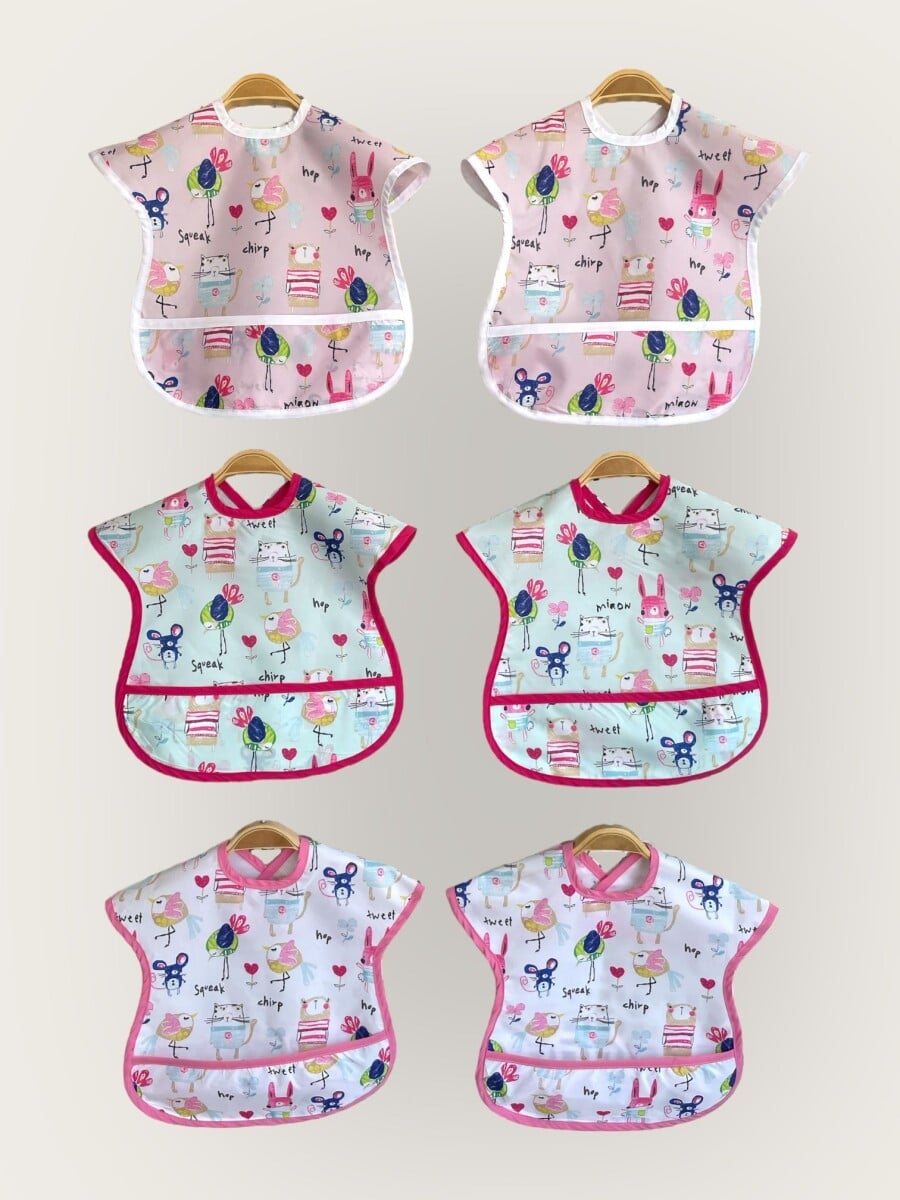 6-24M Baby Girl Bibs (Pack of 6) with Animal Print - Algiy Mini - by Peralane
