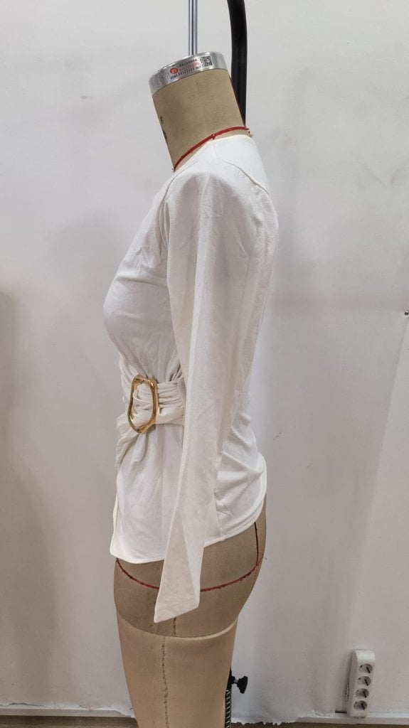 Women's Long-Sleeved Wrap Blouse with Buckle Detail - Janes - by Peralane - photo 5