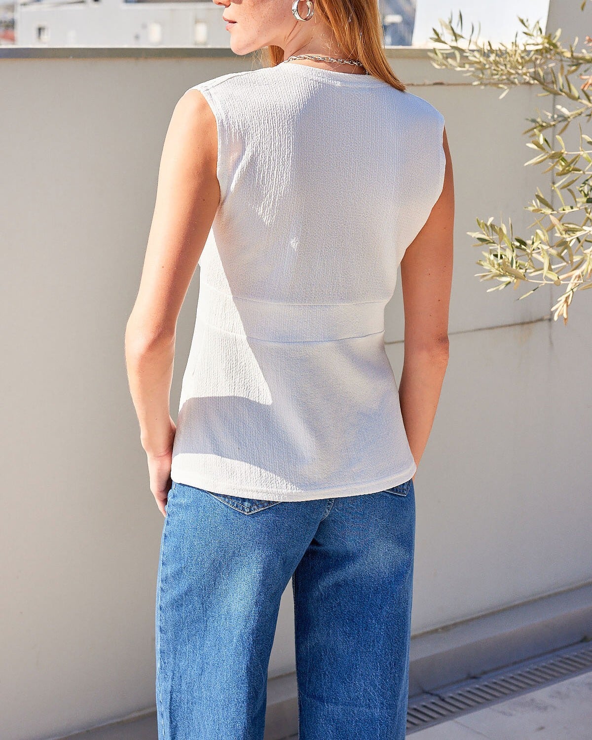 Button Detail Knitted Vest - White - Bigdart - by Peralane - photo 4