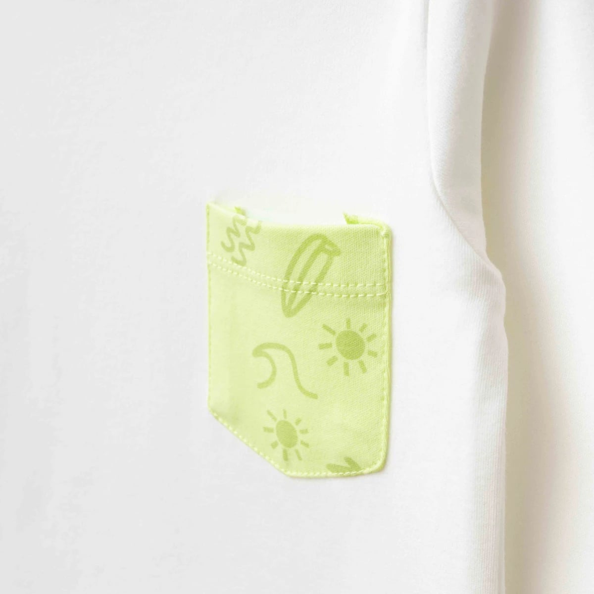 Organic Cotton Boys' Pajama Set with Lime Green Pocket - Eslenza - by Peralane