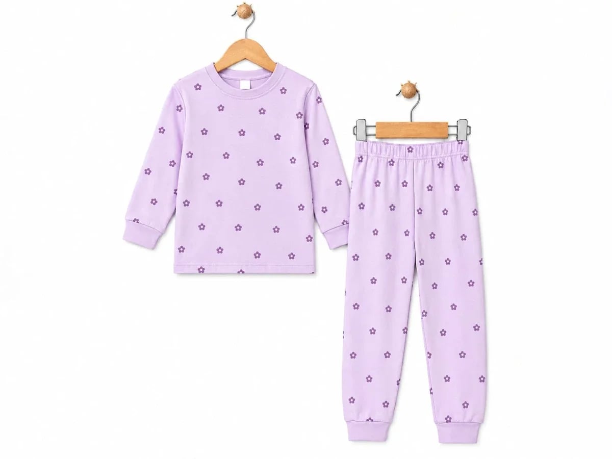 Girls' Floral Print Pyjama Set - Fuchsia - Supermini - by Peralane