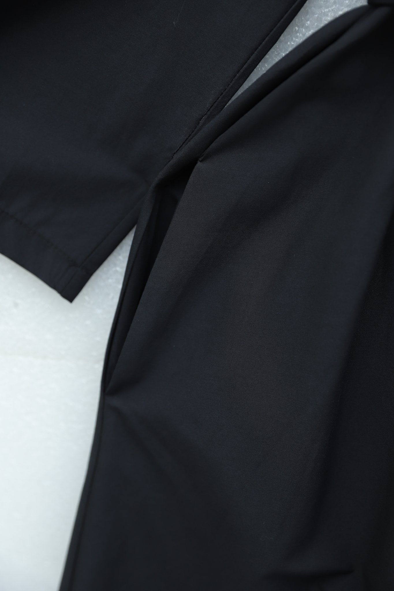Half-Button Collared Side-Pocket Belted Cotton Satin Dress - Black - Podyumplus - by Peralane - photo 8