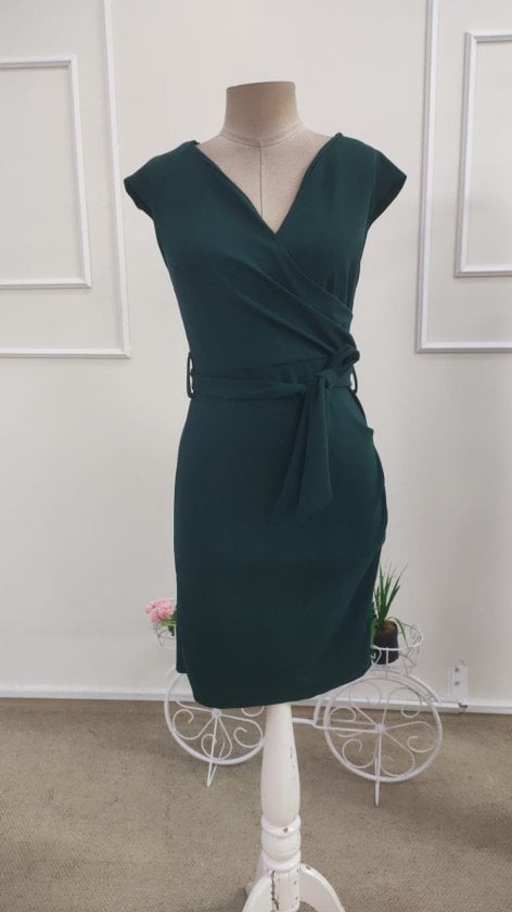 Women's Short-Sleeve Crepe Dress with Waist Belt - Janes - by Peralane - photo 7