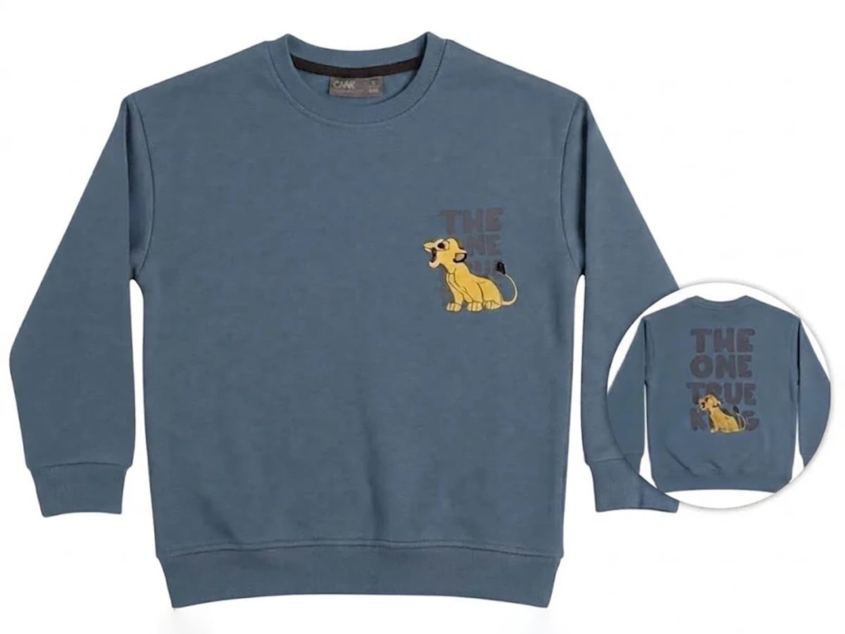 Boys' Lion King Printed Brushed Sweatshirt - Petrol Blue - CMK - by Peralane