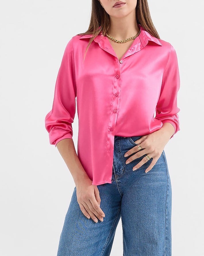 Lightweight Satin Blouse in Fuchsia - Bigdart - by Peralane - photo 2