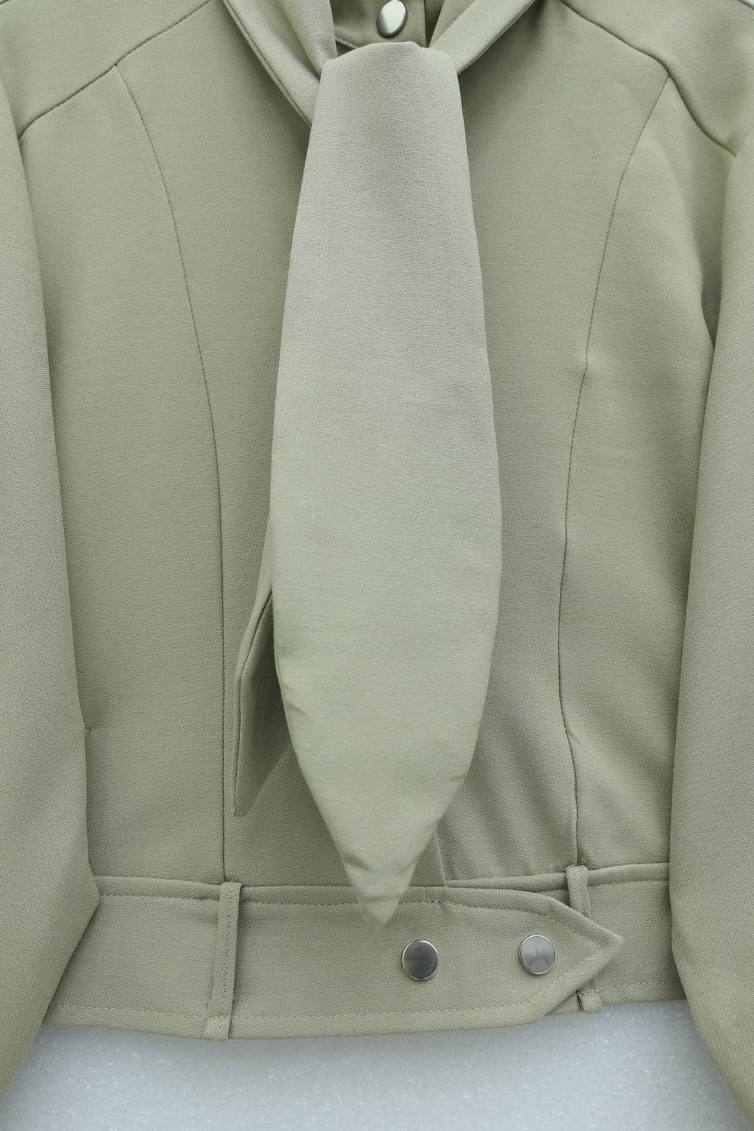 Hidden Button Scarf Detail Skirted Diagonal Set - Stone Color - Podyumplus - by Peralane - photo 7
