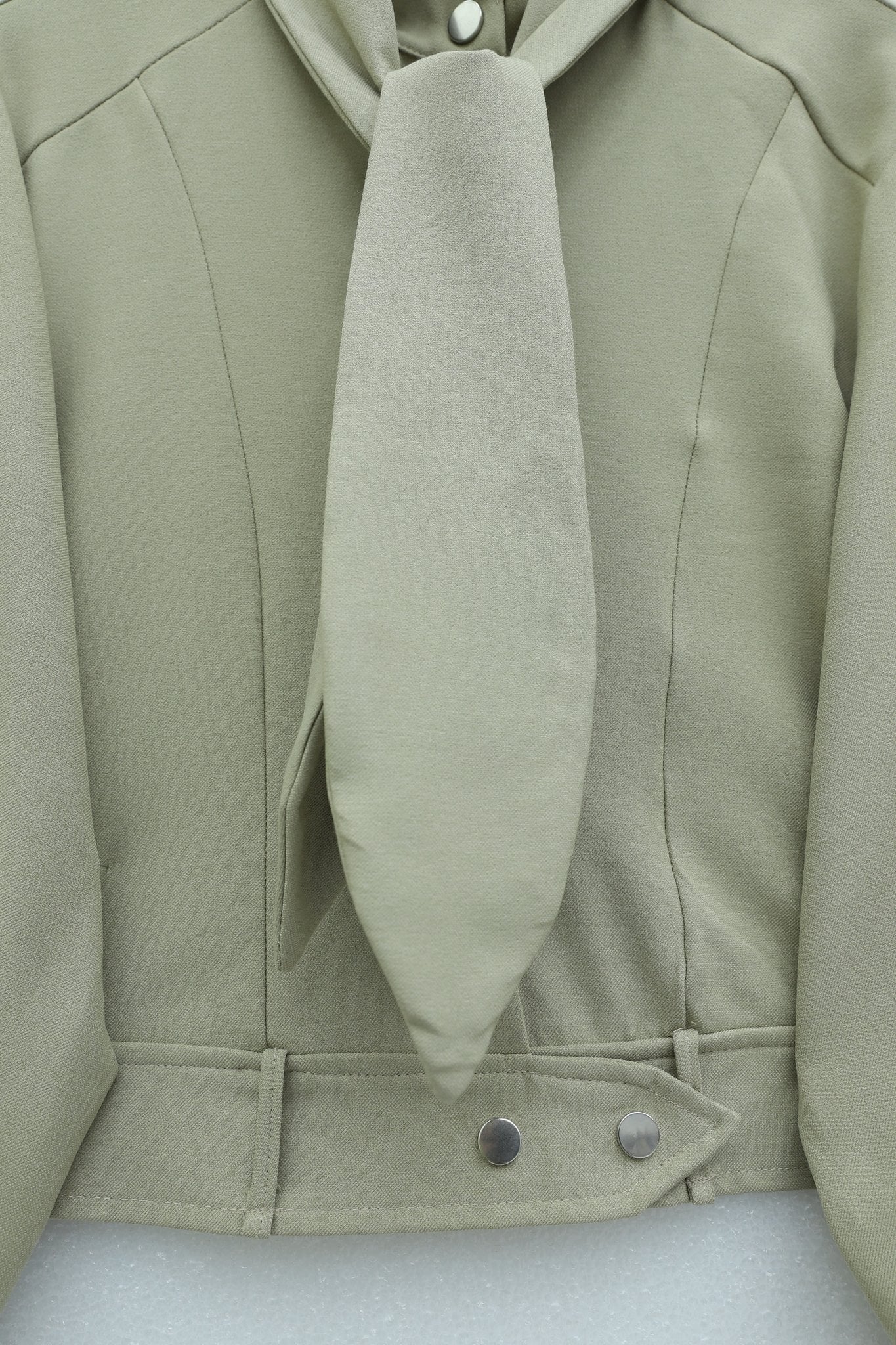 Hidden Button Scarf Detail Skirted Diagonal Set - Stone Color - Podyumplus - by Peralane - photo 7