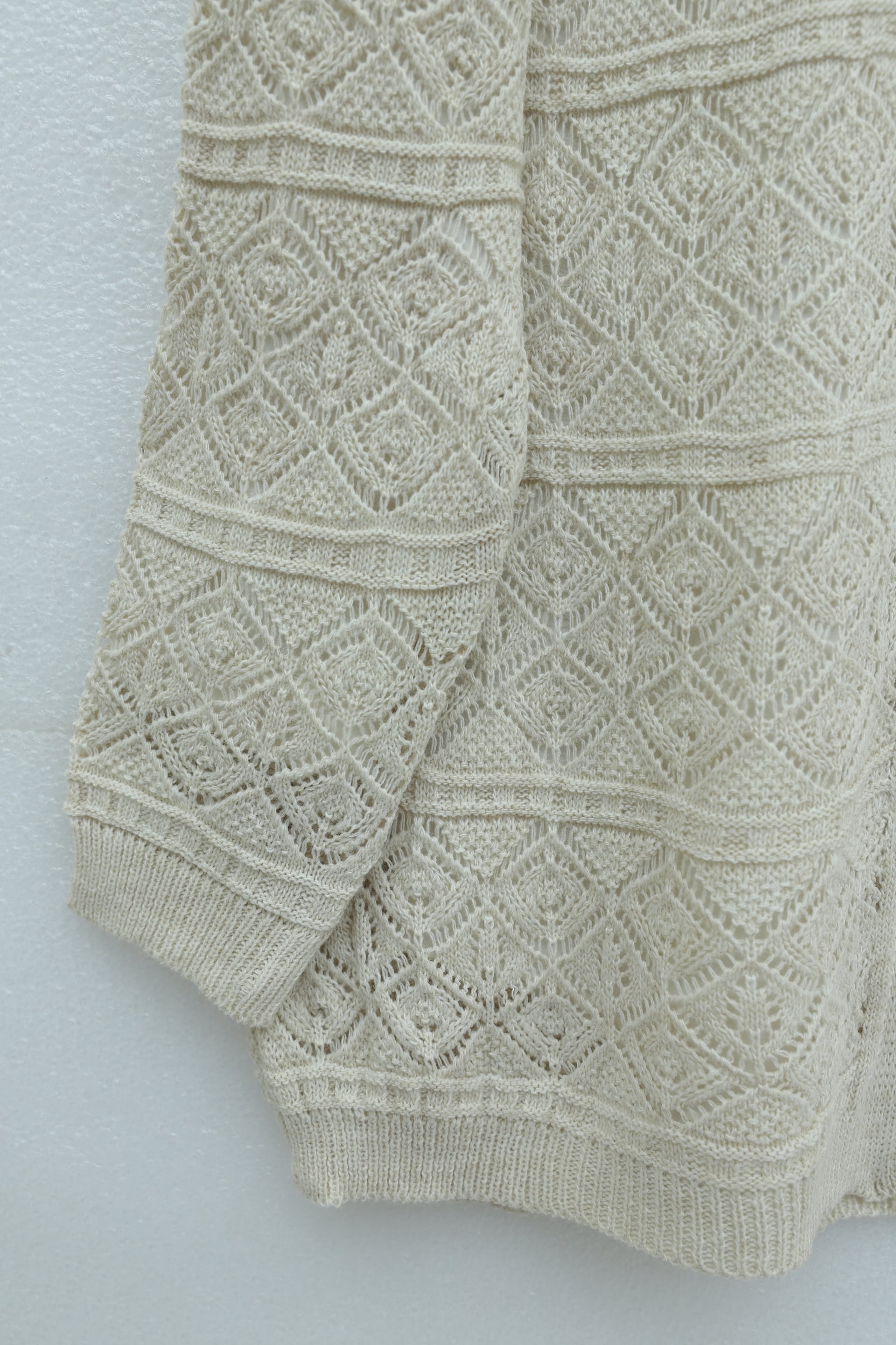 Square Pattern Open-Knit Relaxed Cardigan - Stone - Podyumplus - by Peralane - photo 6