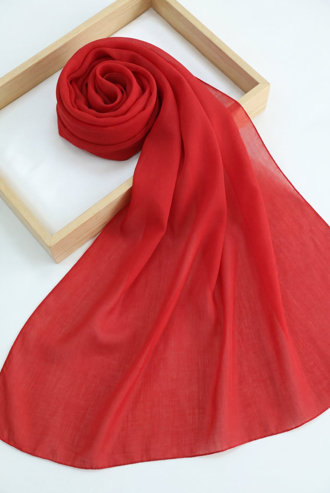 Solid Red Cotton Scarf for Women - Podyumplus - by Peralane