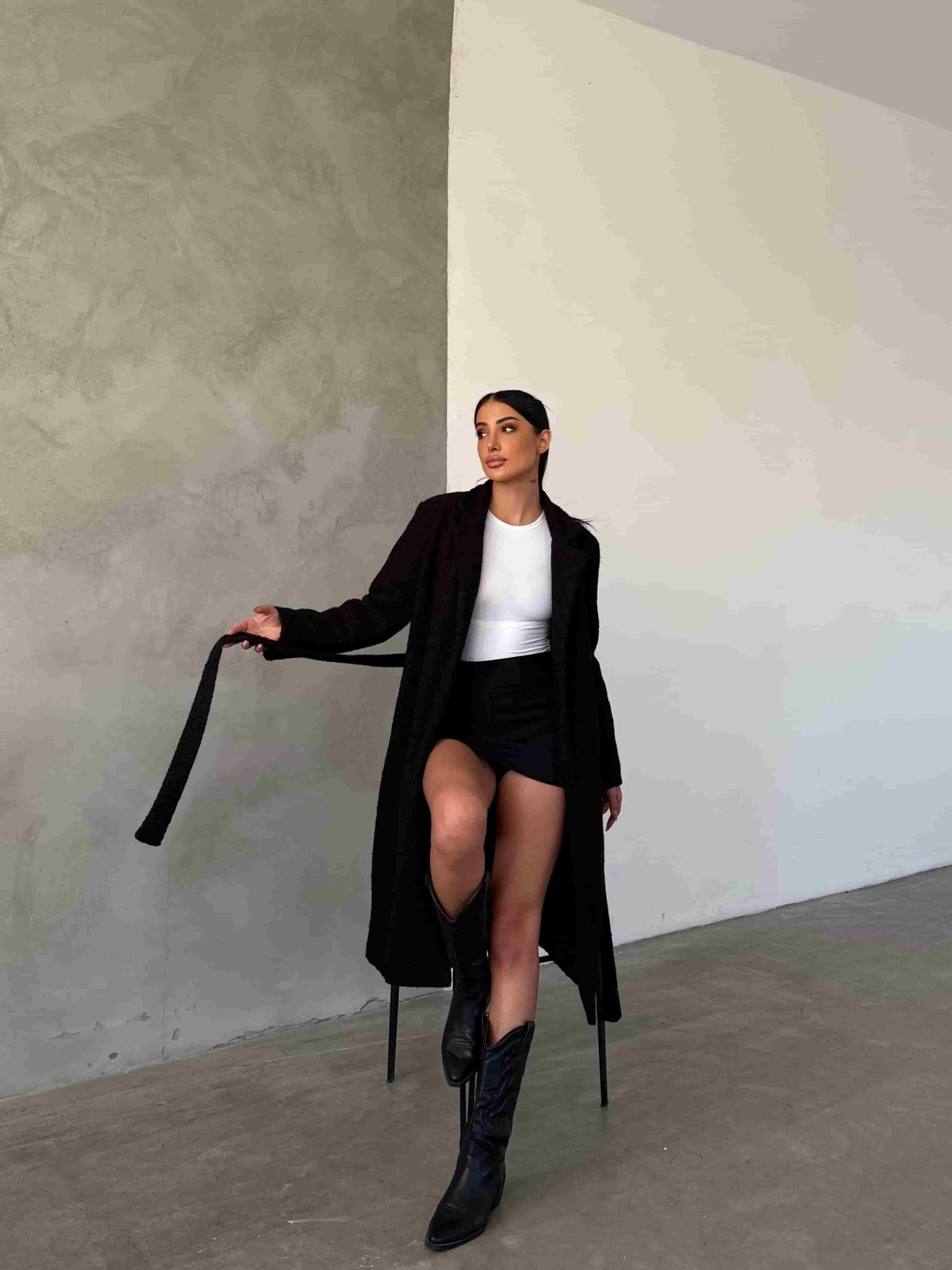 Women's Black Boucle Long Coat - Sold as Pack of 3 - My Bee - by Peralane - photo 4