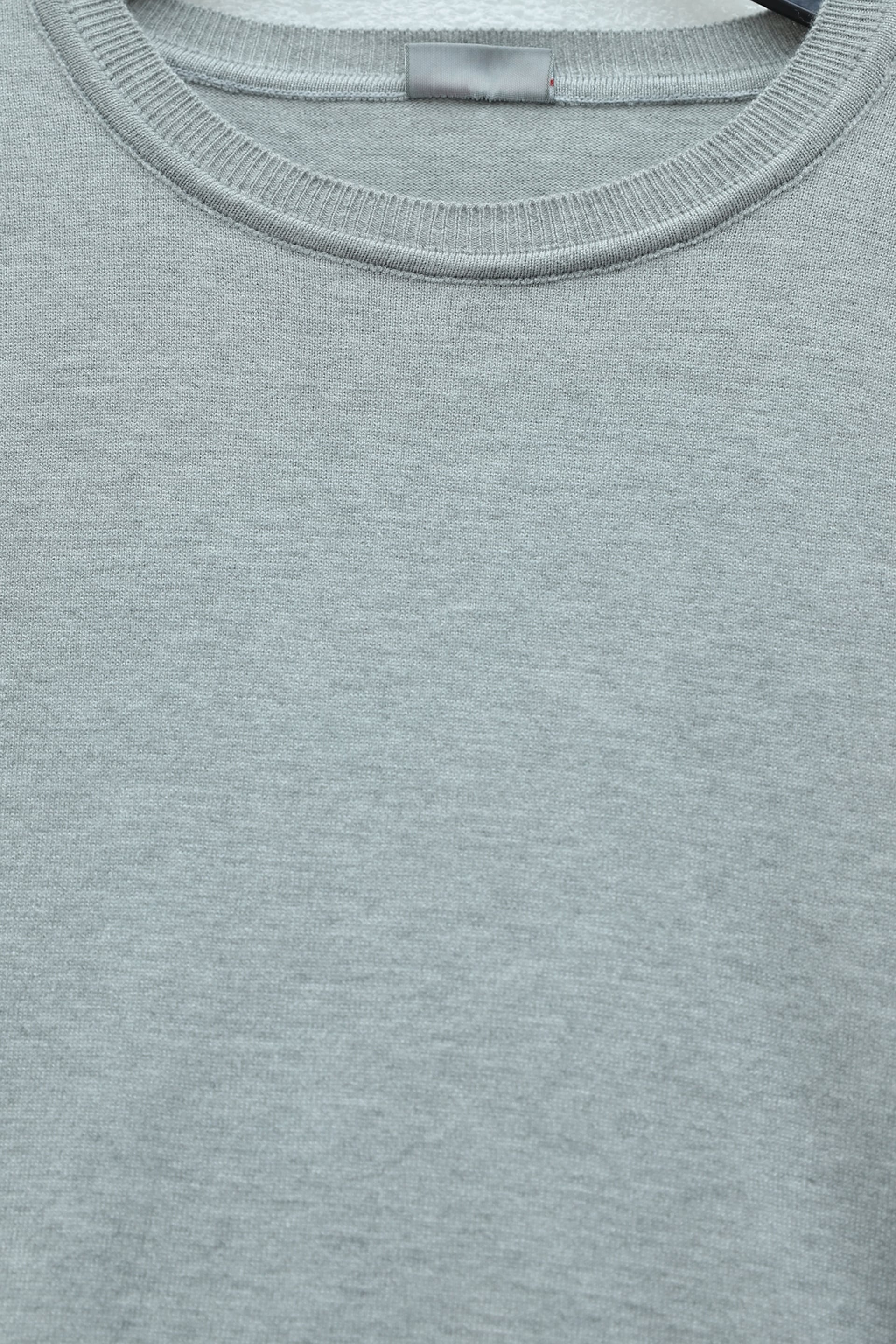 Round Neck Knit Tunic with Button Detail - Light Grey - Podyumplus - by Peralane - photo 7