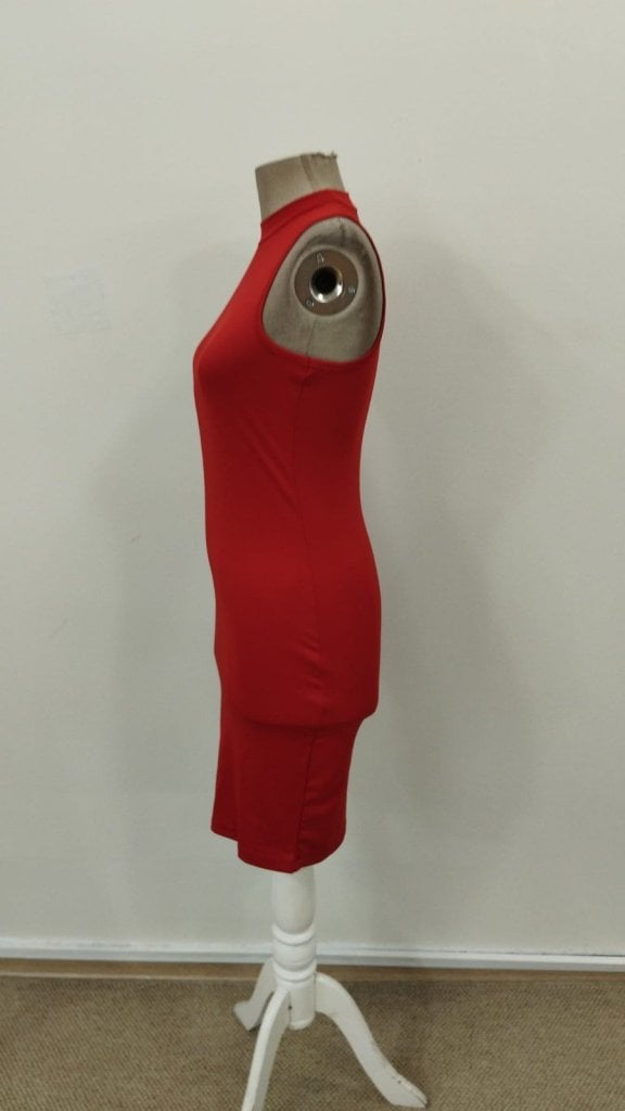 Women's Sleeveless Ribbed Knit Mock Neck Bodycon Dress - Janes - by Peralane - photo 5