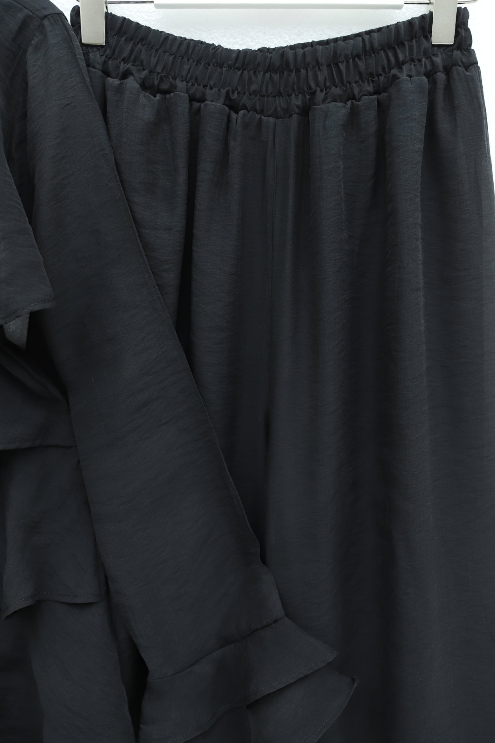 Asymmetric Layered Lace-Up Trousers Lined Cupro Co-ord Set - Black - Podyumplus - by Peralane - photo 8