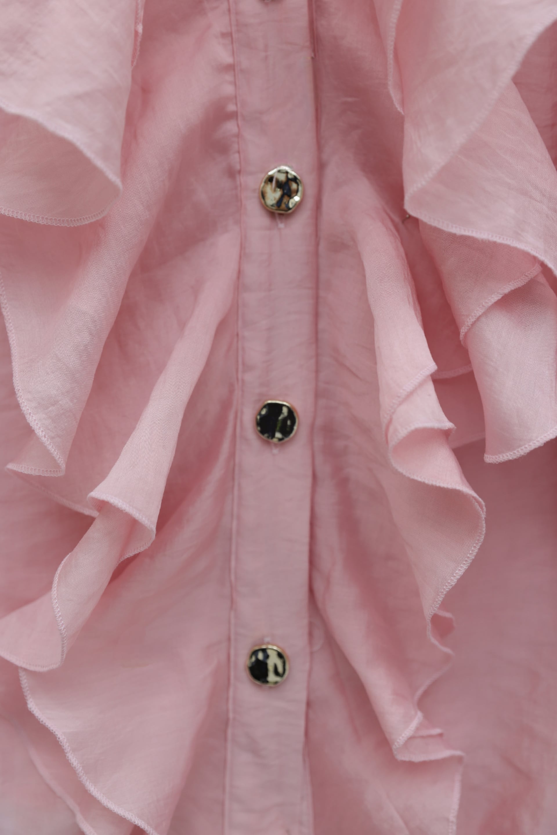 Ruffled Front Blouse and A-Line Skirt Two-Piece Set in Powder Pink - Podyumplus - by Peralane - photo 3