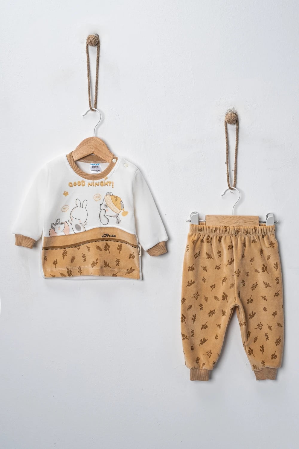 Baby Pyjama Set with Bunny Graphic - Brown (Pack of 3) - Hoppidik - by Peralane
