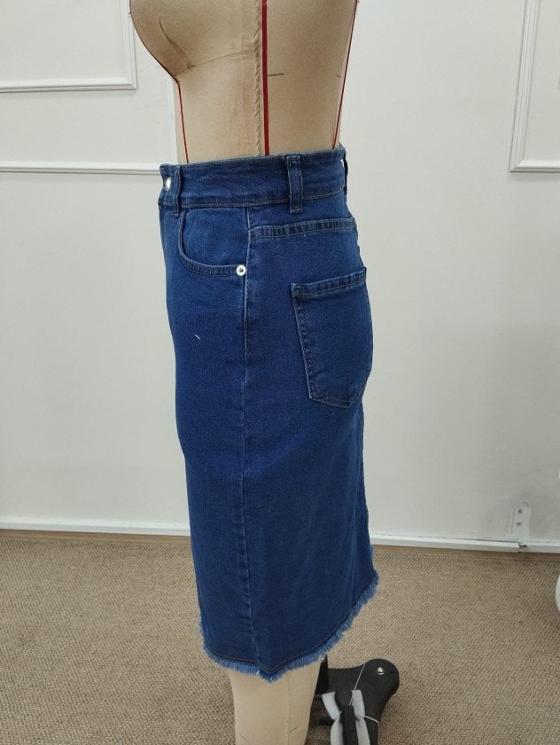 Women's High-Waist Front Slit Short Denim Skirt - Janes - by Peralane - photo 8
