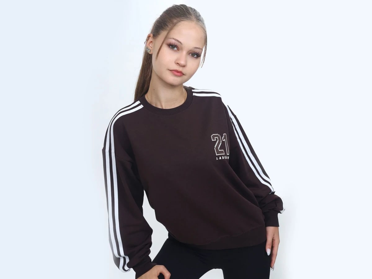 21 Ladies Printed Girls Sweatshirt Dark Brown - Vizviz - by Peralane