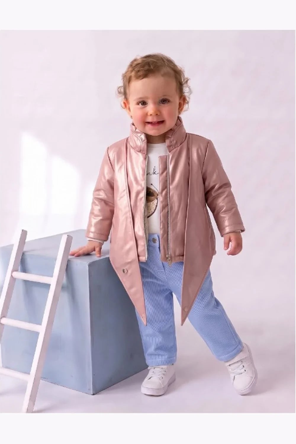 Girls' 3-Piece Set with Leather Jacket - Rose Gold - Has Bereket - by Peralane