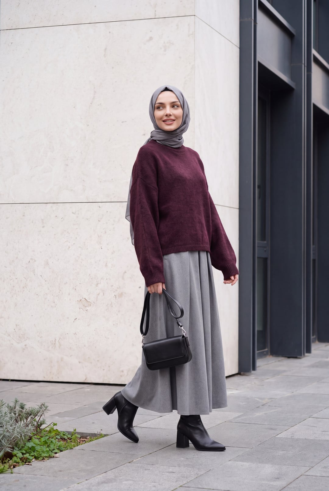 Women's Batwing Sleeve Oversize Knit Sweater 15969 - Burgundy - Bigdart - by Peralane - photo 3