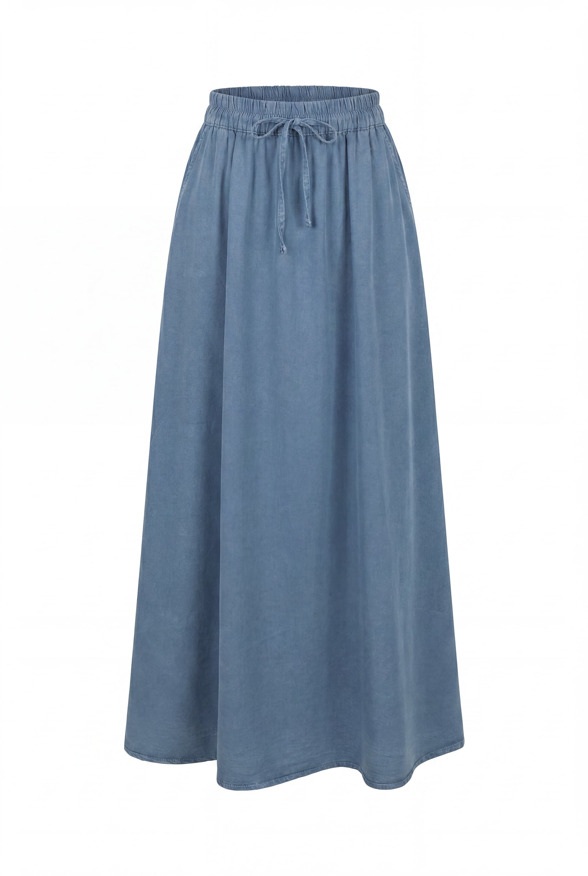 Elastic Waist Drawstring Pocket Tencel Skirt - Petrol - Podyumplus - by Peralane - photo 5