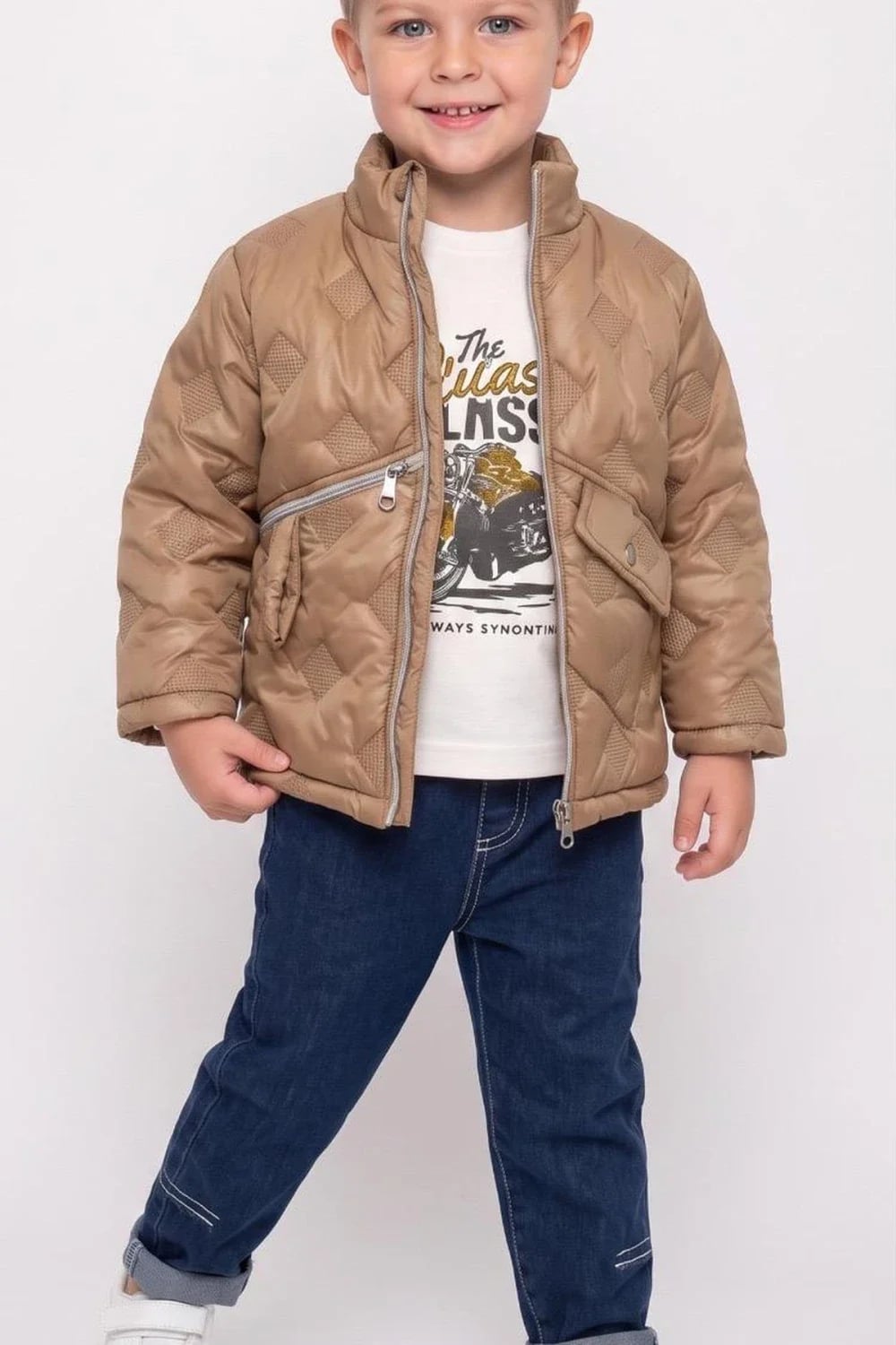 Boys' 3-Piece Quilted Jacket Set - Beige - Has Bereket - by Peralane