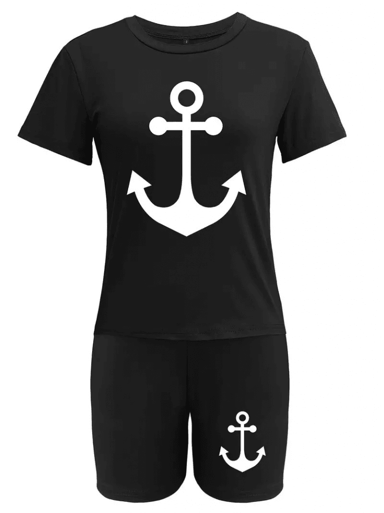 Women's Short-Sleeve Anchor Print Viscose Two-Piece Set - Janes - by Peralane - photo 4