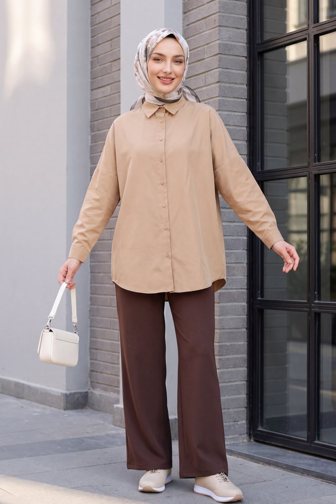 Oversize Long Basic Shirt - Biscuit - Bigdart - by Peralane - photo 3