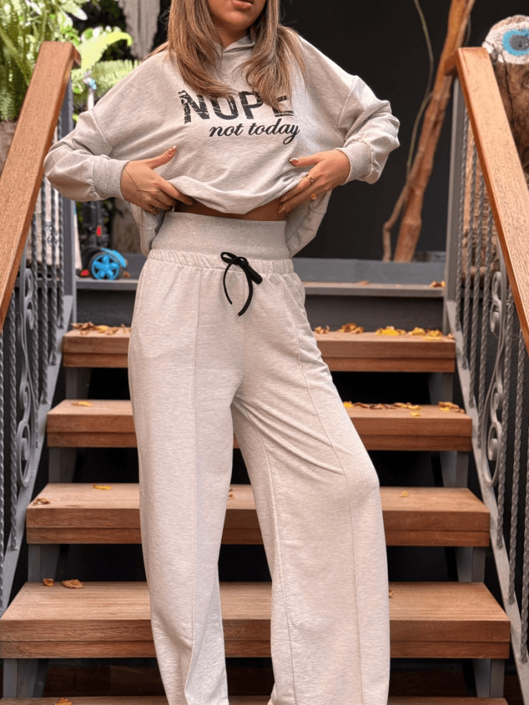Women's Long Sleeve Nope Print Ribbed Waist Two-Piece Lounge Set - Janes - by Peralane - photo 3