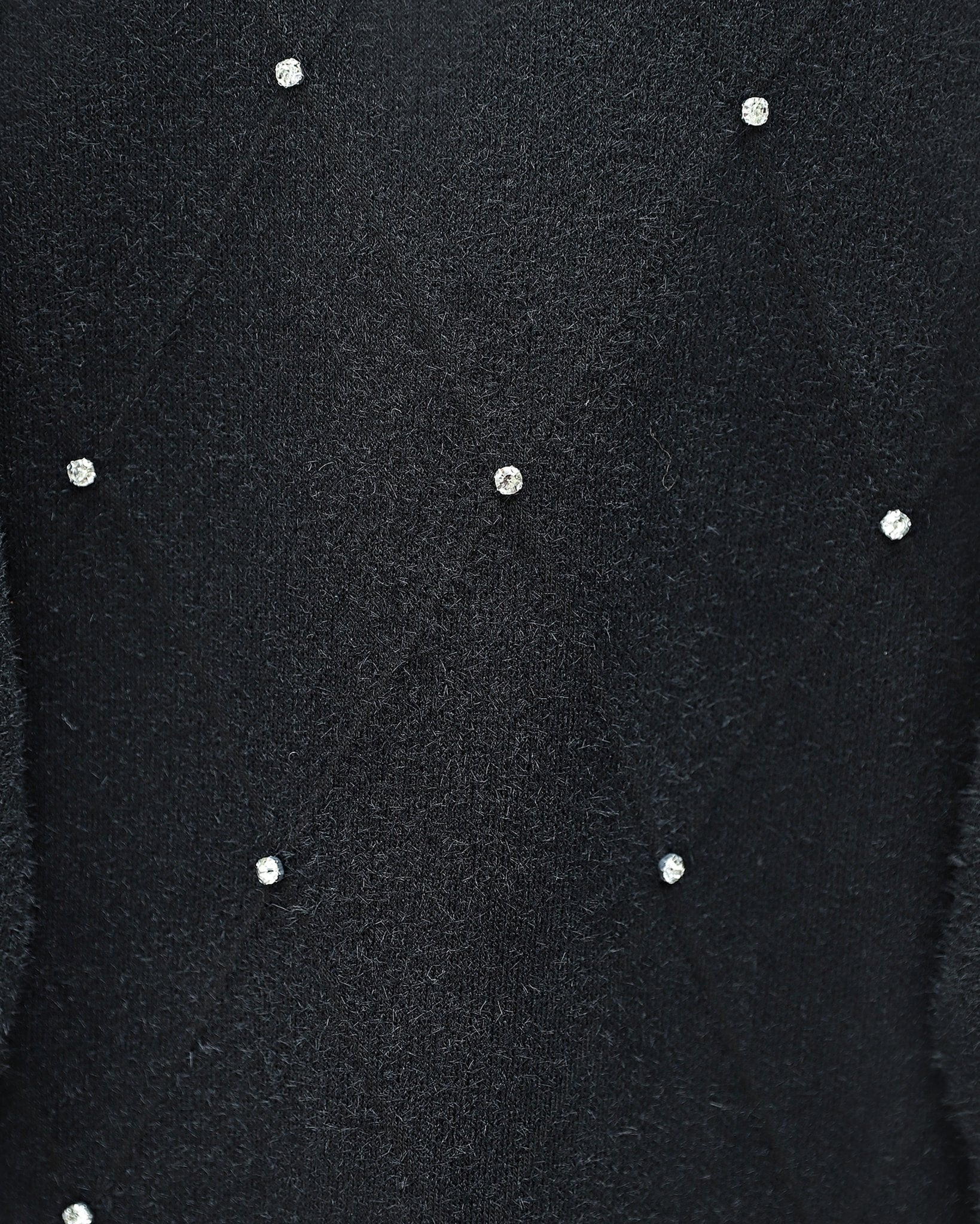 Stone Detail Diamond Pattern Fringed Knit Tunic - Black - Podyumplus - by Peralane - photo 5