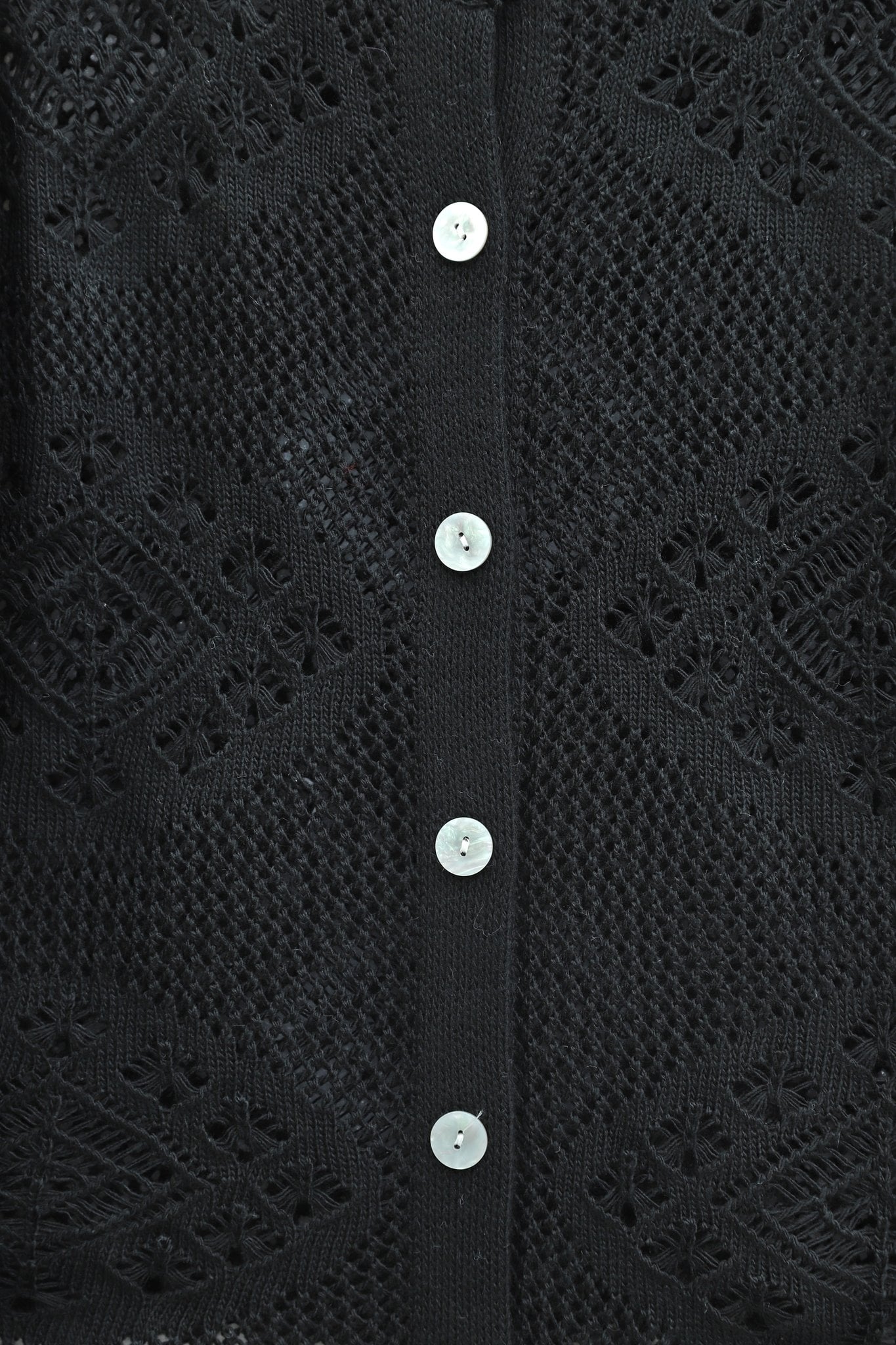 Geometric Patterned Open-Knit Button Cardigan - Black - Podyumplus - by Peralane - photo 4
