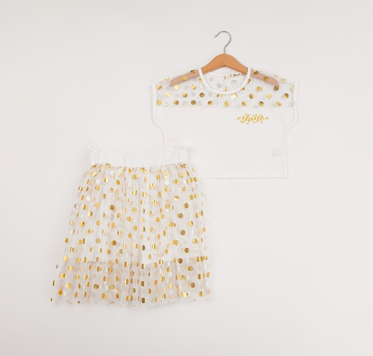 Girls' 2-Piece Sleeveless Top and Tulle Skirt Set with Polka Dots, Pink/White, Ages 7-10, Pack of 4 - Busra Bebe - by Peralane